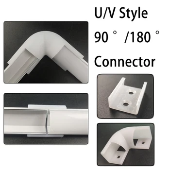  1-15 buc U/V 90/180 Gradul Suport de Plastic Conector Argintiu Profil de Aluminiu LED Bar de Lumină Canal Colț accesorii