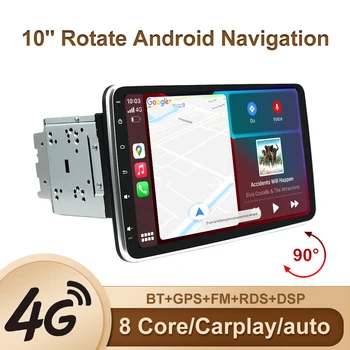  10.1 Inch Rotativ 1 Din Radio Auto pentru Universal Stereo Auto 1DIN Video Player Multimedia Comandă Vocală Autoradio 90 De Rotație