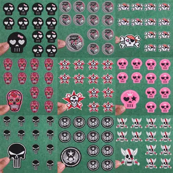  10 Buc en-Gros Punk Patch-uri de Craniu Aplicatii Brodate pentru Cusut Insigne Haine de Fier Autocolante Rock Patch-uri pentru Haine