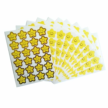  10 coli/lot 9*12.5 cm Mini Hârtie jucarii pentru Copii autocolante Smiley galben stea cu Cinci colțuri Autocolant Profesori Recompense Autocolant