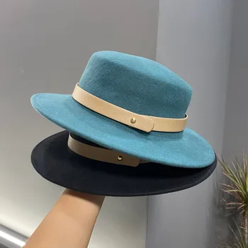  100% Lână Fedoras Palaria pentru Femei Stil francez Margine Largă Fedora Pălărie de Fetru Jazz Cuplu Capac Negru Maro Gri Pălărie de street-style шапка
