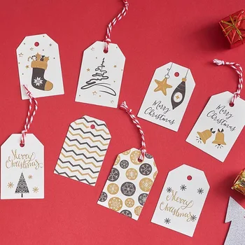  100buc/lot Crăciun Alb de Hârtie Etichete de Bagaje Nunta Notă Gol Preț Hang Tag Merry Christmas Gift Card Coarda 6.8*4,5 cm