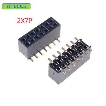  10buc 2x7 P 14 pin 1.27 mm Pas Pin Header Feminin dublu rând SMT dreaptă Suprafață de Montare PCB Rohs, fără Plumb