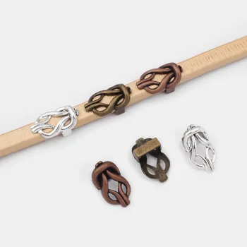  10buc Argint Tibetan/Maro/Cupru Infinity Nod Slider Distanțiere Pentru 10x6mm lemn Dulce Cablul de Piele Brățară Bijuterii