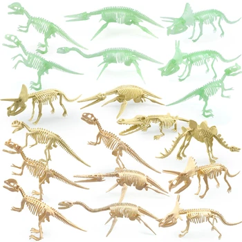  12 Buc/Set Mini Animale De Simulare Dinozaur Jucărie Solid Dinozaur Model De Fluorescență Schelet Fosil Clasic Colectia Copii Cadou