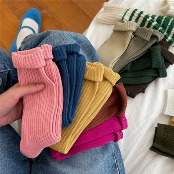  13 culori de Femei din coreea de jumătatea coapsei ciorapi Îngroșat Lână Cașmir Iarna Cald Japonez Stivuite Șosete cu Ac Dublu Mediu Șosete