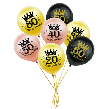  16 20 30 40 50 60 90 Ani Număr de Baloane din Latex 70 80Adult Petrecere de Aniversare Fericită Aur Negru Heliu Balon Decor Acasă Consumabile
