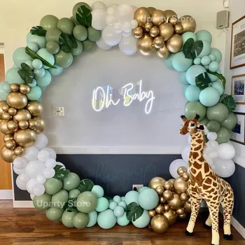  162Pcs Animale Jungla Verde Ghirlanda Baloane Tiffany Albastru Retro Verde Balonul de Aur Arch pentru Copii Baby Show la Petrecerea de Ziua Decor