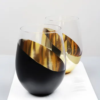  2 buc Conice Placat cu Ou de Sticlă Sticlă de Whisky Pahar de Vin Negru Auriu Auriu Bea Apa de uz Casnic Cana Cadou de Crăciun