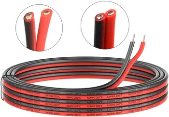  2pin Extensia 12awg Silicon Electrice Sârmă Negru și Roșu 2 Conductor de linie Paralelă Moale, Flexibil Lungime pentru tine de a alege