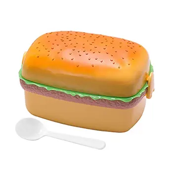  3 Tier Cutie De Prânz Cute Burger Cutie De Prânz Alimente Container 3 Tier Ermetic Bento Lunchbox Cu Furculita & Lingura Alimentare-Materiale Sigure Pentru