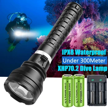  30000LM rezistent la apa IPX8 Scufundări Lanterna XHP70.2 LED-uri se arunca cu capul Lampa Profesionist de Scufundări Lanterna Spearfishing Subacvatice Lanterna