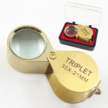  30X-21MM Buzunar Bijutier Lupa Lupa cu Rafinat Cutie Portabil Lupa pentru Bijuterii, Monede, Timbre, Antichități - Aur