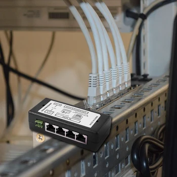  4 Porturi Poe Injector Poe Power Adapter Ethernet Alimentare Pin 4,5(+)/7,8(-)Intrare Dc12v-Dc48v Pentru Camera Ip
