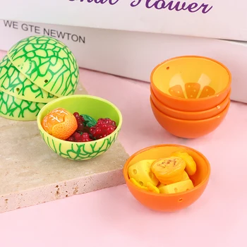  4buc casă de Păpuși în Miniatură Castron cu Tacamuri de Jucarie Mini Bol de Fructe Pepene galben Orange Bowl Model de Bucatarie Mese Decor Jucărie