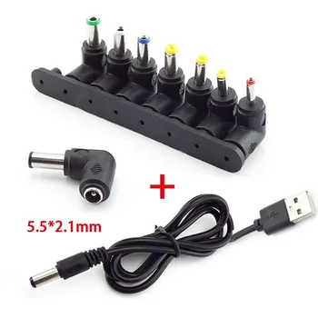  5.5*2.1 mm Conector DC Încărcare Cablu de Alimentare USB Pentru a 5521 Multifunctional DC Plug de sex Masculin 8-în-1 Cablu de Incarcare 5V Incarcator Cablu de Alimentare