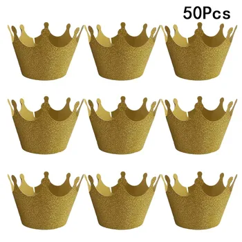  50pcs Coroana de Aur Ambalaje Cupcake Tort de Hârtie Cupe Delicate Cupcake Înveliș Ceașcă Brioșă Garnituri din Dantelă Tăiate Ceașcă de Nunta Petrecere