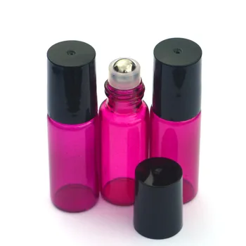  5pcs Mini Mostra de Parfum Roll Sticla Returnabile Ulei Esential de Trandafir Rola de 5ml pe Sticla Cu Capac de Plastic Negru