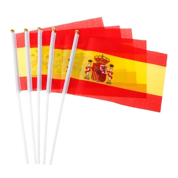  5Pcs spaniolă Mână Fluturând Steaguri Spania Creasta Bannere Sport Deschiderea Decor în aer liber