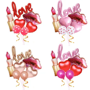  7Pcs Îndrăgostiților Baloane de Ziua Îndrăgostiților Decor Siamezi Dragoste Baloane Folie Buzele Ruj Inima Baloane Petrecere de Nunta Decor