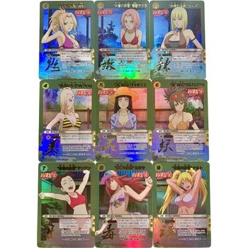  9Pcs/set Naruto Flash Carduri Haruno Sakura Tsunade Hyuga Hinata Costume de baie seria ACG sexy Fete Anime Colectare Carduri Cadou Jucarii