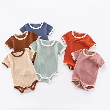  Body pentru Nou-Născut Băieți Fete Haine de Bumbac de Îmbrăcăminte pentru Sugari Baby Vladan Maneci Scurte Culoare Solidă Haine Nou-nascuti