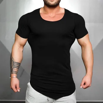  Brand de Bumbac bărbați Îmbrăcăminte de sex Masculin Slim Fit tricou Om de fitness T-shirt Casual cu maneci Scurte T-Shirt print mens sport topuri tricouri