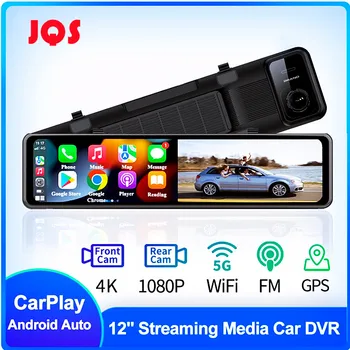  Camera auto de Bord Cam 12 Inch 4K Carplay si Android Auto 2160P Oglinda Retrovizoare Înregistrare Video WIFI Buclă de Înregistrare APP Telefon DVR Auto