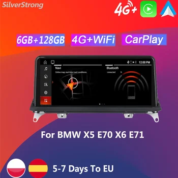  Carplay,X5 ANDROID 128GB ROM-ul Radio,Navi Auto Radio Player pentru BMW E70,X6,E71,4G SIM,CCC/CIC,Multimedia,DSP,10.25