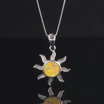  CiNily De Lux Mari, Opal De Foc De Soare Pandantive Placate Cu Argint Solare Stele Farmece Cu Pământ Galben Piatră Simplă Bijuterii Chic Bărbat Femeie