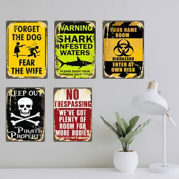  Clasice de Avertizare Tablă de Metal Semn Feriți-vă de Câini Poster Pericol Război Greșit Întoarce Placa Grădină de Origine Animală Notificare Cameră Placa