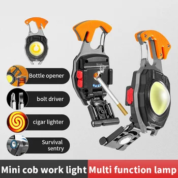  COB Lumini de Lucru 3Gears Multifuncțional Lanterna Reincarcabila cu Bricheta Șurubelniță LED Breloc Lampa pentru Camping Lanternă Drumeții