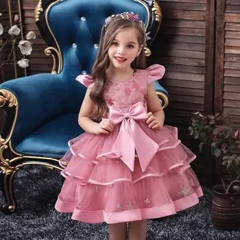  Copii Fată Tort Tutu Rochie de Flori Copii Petrecere de Nunta Formale Rochie de Fată Prințesă Prima Comuniune, Costumul Nou de Sosire 2021