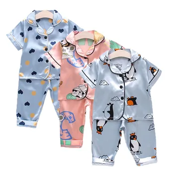  Copilul Fete pentru Copii Pijamale Copii, Pijamale Baieti de Desene animate Set Haine de Vara Moale Maneca Scurta camasa de noapte, Pijamale pentru 1-5 Ani