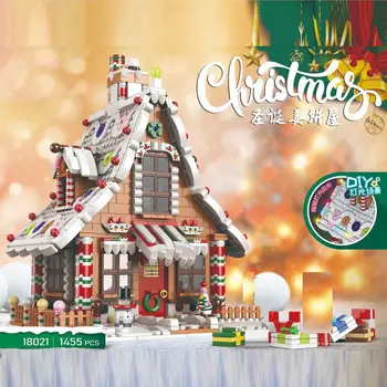  Craciun Fericit La Casa Lui Moș Crăciun Gingerbread House Copac Blocuri Arhitectura Blocuri Caramizi Jucarii Pentru Copii, Cadouri De Ziua De Nastere