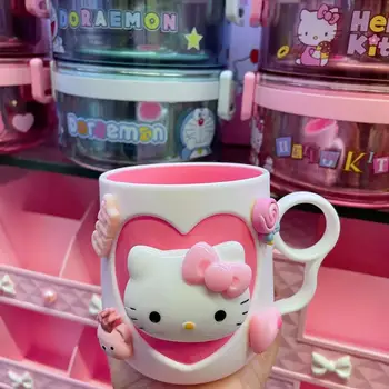  Creative Hello Kitty Sanrio Desene animate Drăguț Copil de Spălat Cana de Copii Sticlă Dinte Gargara Cupa Părinte-Copil Cana Drop-Rezistent la 350ML