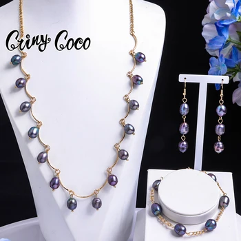  Cring Coco Pearl Cercei Seturi de Perle de apă Dulce Bratari Femei Set Colier Noi Lanțuri și Coliere Seturi de Bijuterii pentru Femei