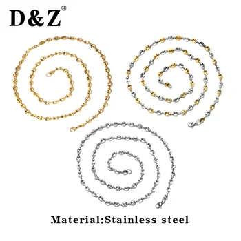  D&Z 5 mm din Oțel Inoxidabil Boabe de Cafea Lanț Colier 3 culoare Margele Rotunde Cravată Colier Pentru Bărbați Accesorii