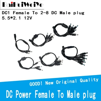  DC Feminin 1 2 3 4 5 6 8 de sex Masculin Fel Splitter Adaptor Conector Plug Cablu 5.5 mm*2.1 mm 12V Pentru CCTV aparat de Fotografiat a CONDUS Lumina Benzi