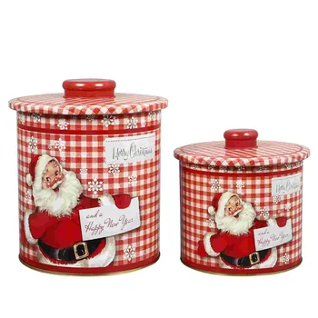  De Crăciun, Cutii De Cookie Cutie De Bomboane Borcan Tin Boxeslids Giftcontainer Jarsstorage Vacanță Biscuit Recipiente De Tablă Cositorită Santa Metal