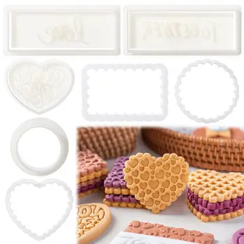  Decor Geometric DIY Model de Dragoste Fondant Biscuit Mucegai engleză Scrisoare Cookie Embosser Relief 3D Mucegai