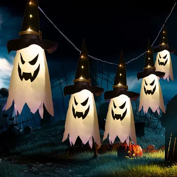  Decor Halloween LED Lumină Intermitentă Gypsophila Ghost Festival Rochie Stralucitoare Wizard Fantomă Pălărie Lampa Decor Agățat Lanterna