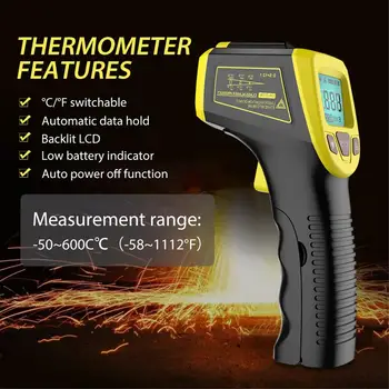  Digital cu Infraroșu Termometru Non Contact cu Laser IR Temperatura Display LCD Arma Pirometru Tester Industriale Temperatura Instrument