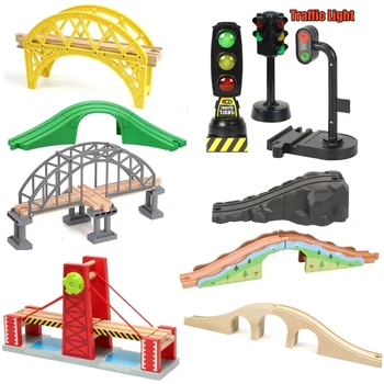  Din Lemn De Cale Ferată Jucărie Podul De Lemn De Cale Ferată Accesorii Se Potrivesc Pentru Toate Marcile De Lemn Piese Tren De Jucarii Pentru Copii Cadouri