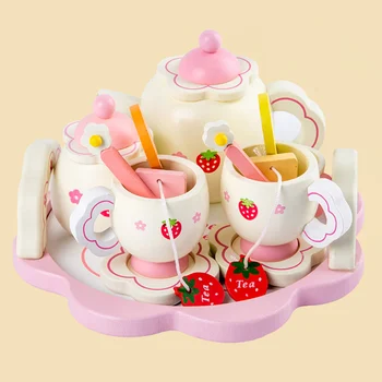  Drăguț din Lemn de Simulare Ceașcă de ceai Set Copii Ceai de după-Amiază ustensile de Bucătărie Pretinde Juca Copii de Ceai de Jucarie set Educational de Cadouri Pentru Copii