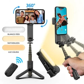  EARDECO Gimbal Stabilizator Estabilizador Celular Smartphone Selfie Stick Umple de Lumină Portabile Acțiune Gymbal Trepied Bluetooth