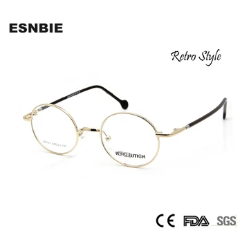  ESNBIE Design Retro Oameni Mici, Rotunde Ochelari de vedere Femei Miopie Ochelari Vintage, Rame de Ochelari, în Câmpia Obiectiv oculos de grau