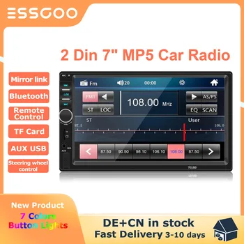  ESSGOO 2 Din 7 Inch Radio Auto Audio Stereo 2DIN MP5 Player Multimedia cu Ecran Tactil Audio Auto FM Bluetooth USB AUX Mirror Link