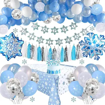  Fata de Ziua Balon Paradis de Iarnă Fulg de nea Albastru Gheață și Zăpadă Tematice Petrecere Decoratiuni pentru Copii Fata de Copil de Dus