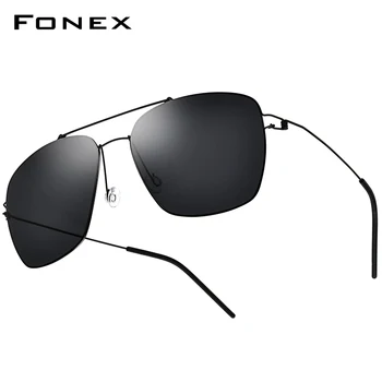  FONEX Polarizat ochelari de Soare Barbati Ultralight 2019 Design de Brand Oglindă Aliaj Supradimensionat Pătrat Ochelari de Soare pentru Barbati Ochelari cu prindere rapida